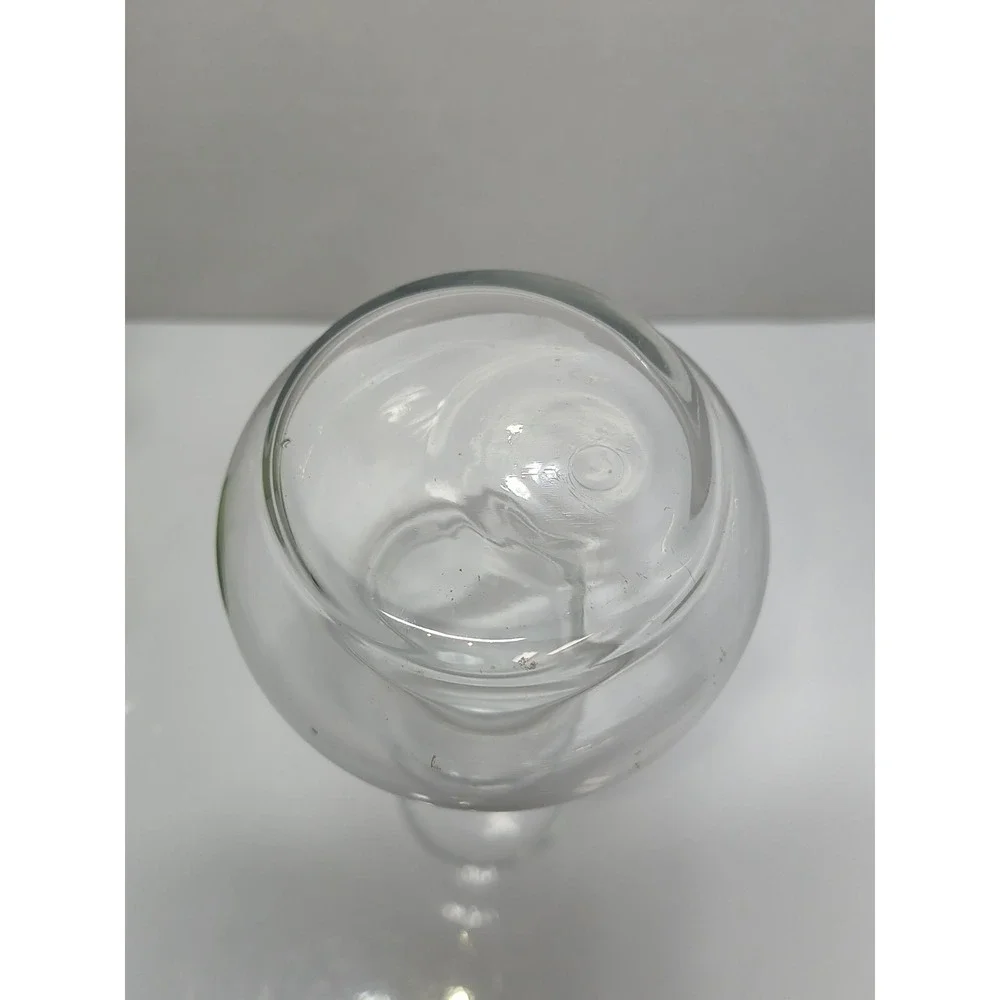 Blown Glass Flower Vase Set Green Ruffled Fluted Rim Optic Swirl & Clear Slender